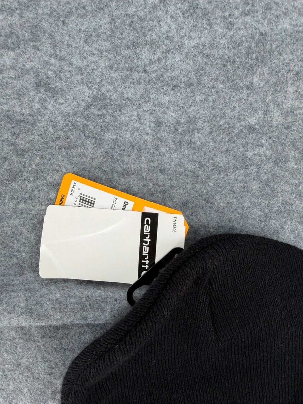Carhartt Black Knit Cuffed Beanie with Logo Patch NWT One size